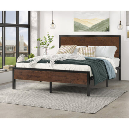 Millbrook Solid Wood board with Metal Frame Bed - Chic Decora