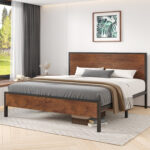 Millbrook Solid Wood board with Metal Frame Bed - Chic Decora