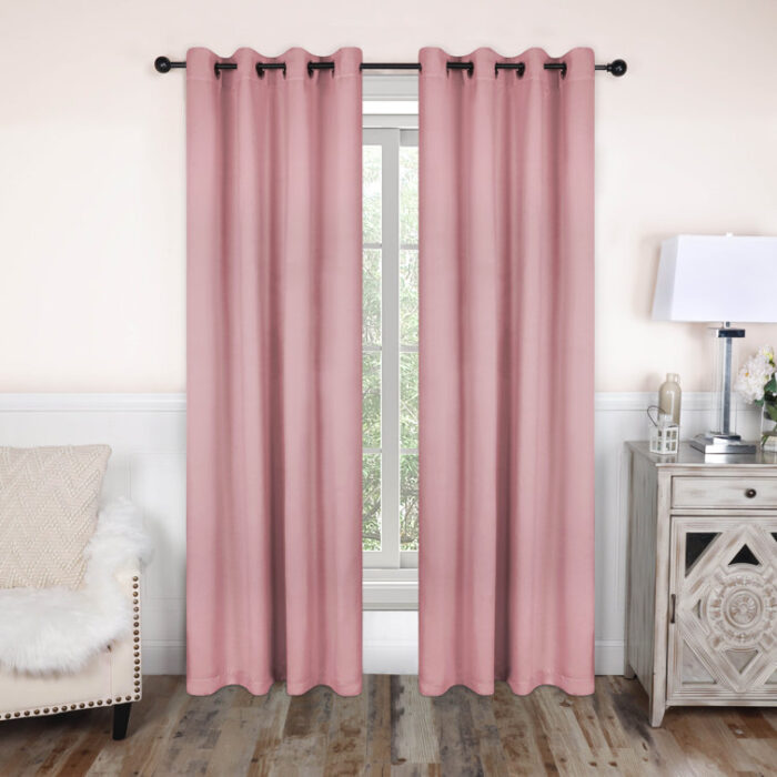 Millendon Solid Modern Polyester Room Darkening Curtain Pair (Set of 2) - Chic Decora