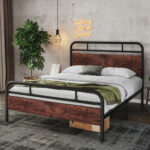 Milligan Solid Wood Bed Frame with Black Slats - Chic Decora