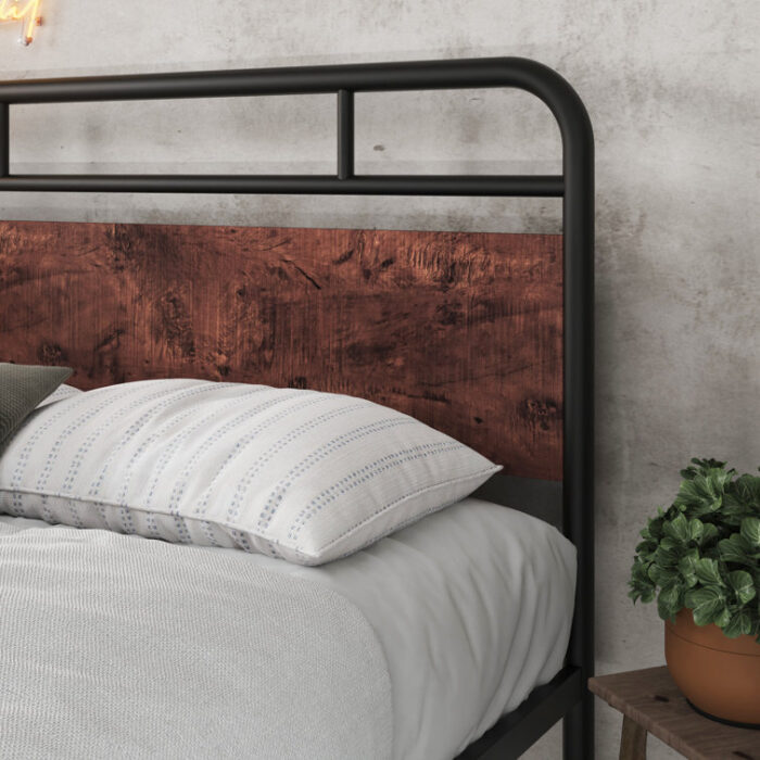 Milligan Solid Wood Bed Frame with Black Slats - Chic Decora