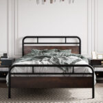 Milligan Solid Wood Bed Frame with Black Slats - Chic Decora