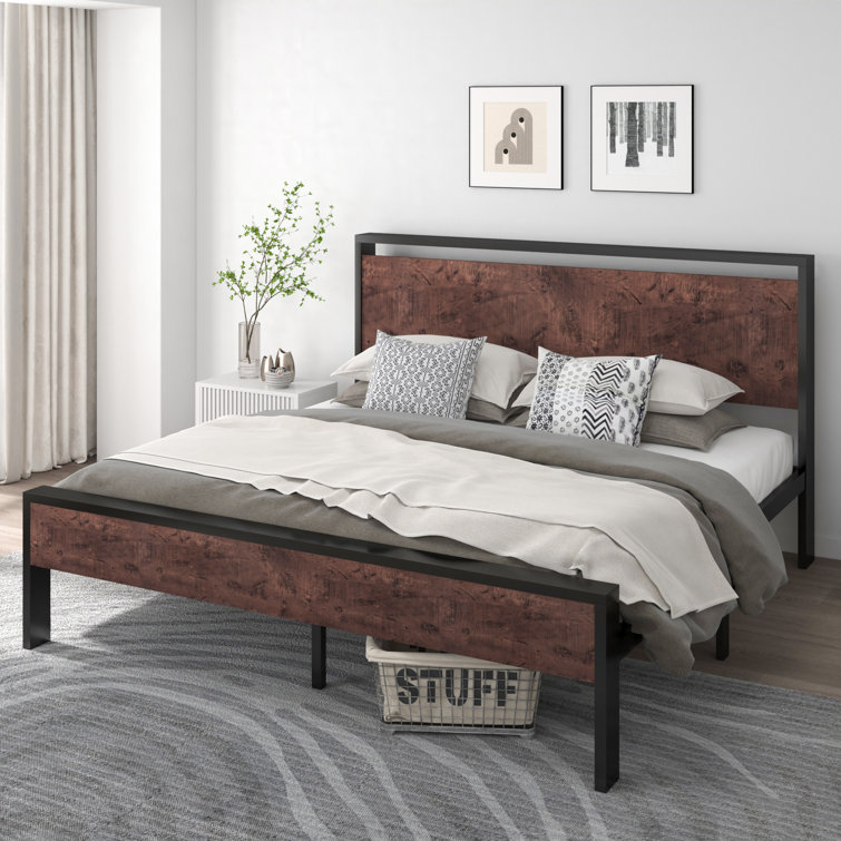 Auxter Upholstered Platform Bed Frame with Adjustable Headboard No Box Spring Needed - Chic Decora