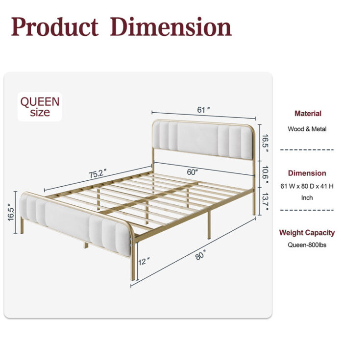 Ming Upholstered Platform Bed - Chic Decora