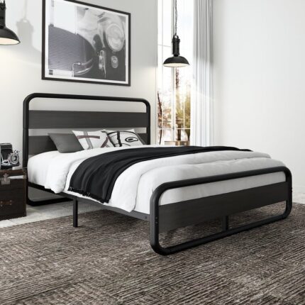 Minos Metal Bed Frame with Headboard and Footboard - Chic Decora