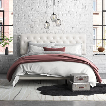 Mintz Vegan Leather Metal Platform Bed - Chic Decora