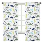 Mod Dinosaur Wildlife Semi-Opaque Rod Pocket Curtain Panels (Set of 2) - Chic Decora