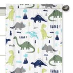 Mod Dinosaur Wildlife Semi-Opaque Rod Pocket Curtain Panels (Set of 2) - Chic Decora