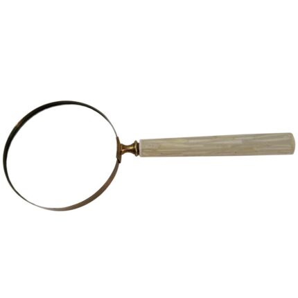 Modern 6″ Ivory Magnifying Glass with Polyresin Handle – 15.0″ x 6.0″ x 1.25″ - Chic Decora