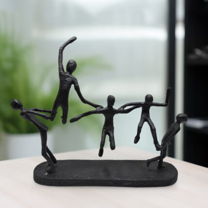 Modern Metal 15″H Black Contortionists Sculpture People Figurine – 19″ x 4″ x 15″ - Chic Decora