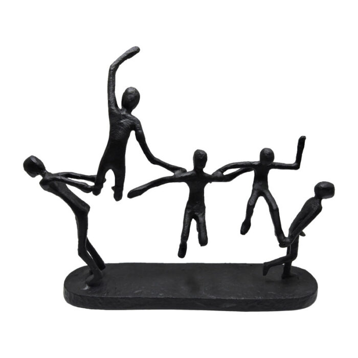 Modern Metal 15″H Black Contortionists Sculpture People Figurine – 19″ x 4″ x 15″ - Chic Decora