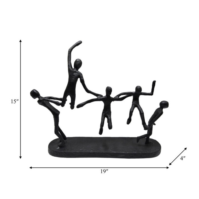 Modern Metal 15″H Black Contortionists Sculpture People Figurine – 19″ x 4″ x 15″ - Chic Decora