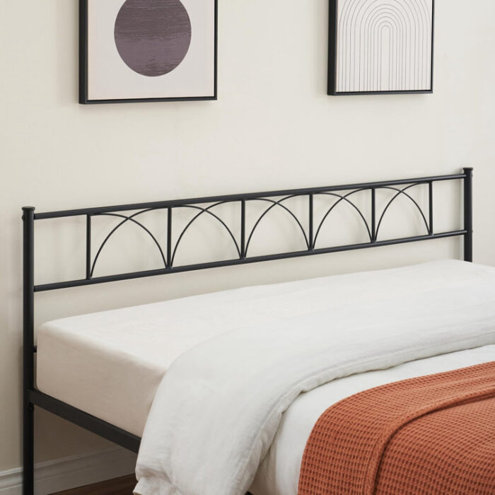 Modern Stylish Iron Bed Frame with Headborad & Footboard, No Box Spring Needed - Chic Decora