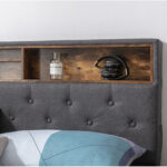 Modern Upholstered Bed Frame with 4 Storage Shelves - Chic Decora