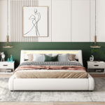 Modern bed frame, platform bed, storage bed with LED Lights - Chic Decora