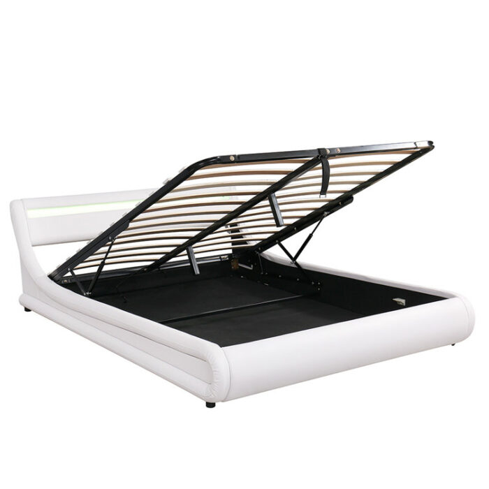 Modern bed frame, platform bed, storage bed with LED Lights - Chic Decora