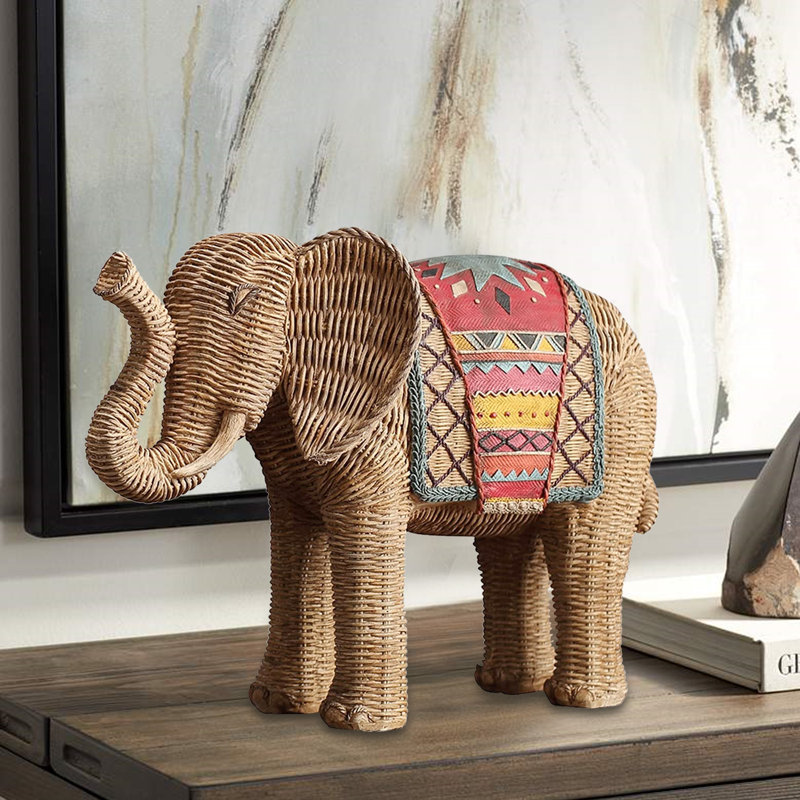 Moncalieri 7-Inch Resin Elephant Statue, Symbol of Good Wishes Animal Sculpture for Home & Office - Chic Decora