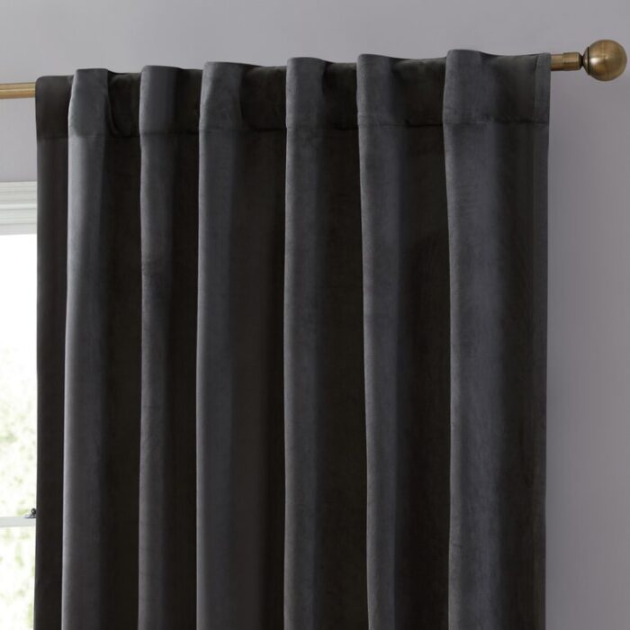 Monroy Velvet Solid Color Curtain Panels Set (Set of 2) - Chic Decora