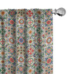 Moroccan Patchwork Semi-Sheer Rod Pocket Curtain Panels (Set of 2) - Chic Decora