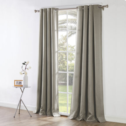 Hywell Soft Linen Plaid Semi-Sheer Grommet Curtain Panels (Set of 2) - Chic Decora