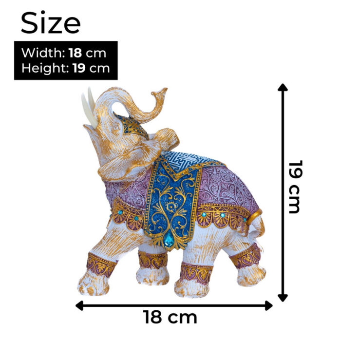 Naco Polyresin Elephant Figurine With Golden Highlights – Beige Decor - Chic Decora