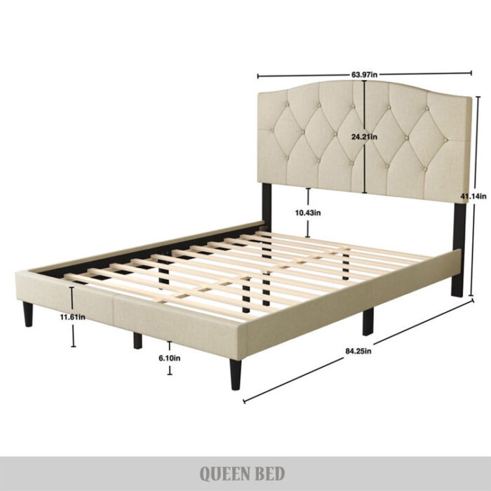 Nahiem Upholstered Platform Bed - Chic Decora