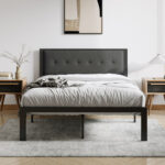 Naiomy Vegan Leather Metal Panel Bed - Chic Decora