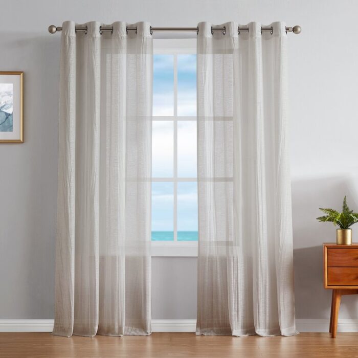 Nautica Cordelia Crushed Sheer Window Curtains (Set of 2) - Chic Decora