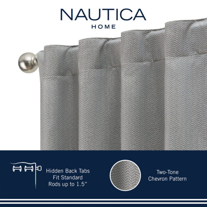 Nautica Robin Synthetic Solid Color Room Darkening Thermal Back Tab/Rod Pocket Single Curtain Panel (Set of 2) - Chic Decora