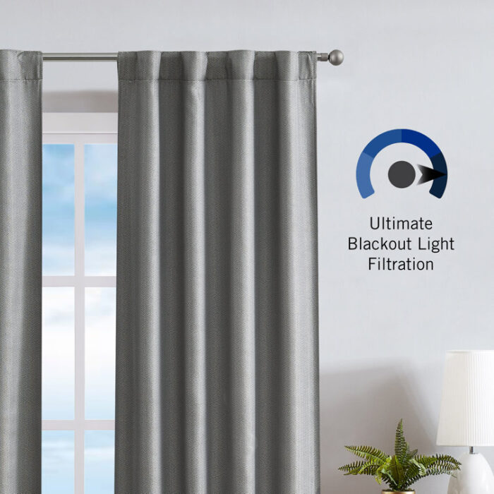 Nautica Robin Synthetic Solid Color Room Darkening Thermal Back Tab/Rod Pocket Single Curtain Panel (Set of 2) - Chic Decora