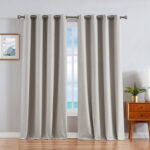 Nautica Synthetic Solid Color Blackout Thermal Rod Pocket Curtain Panels (Set of 2) - Chic Decora