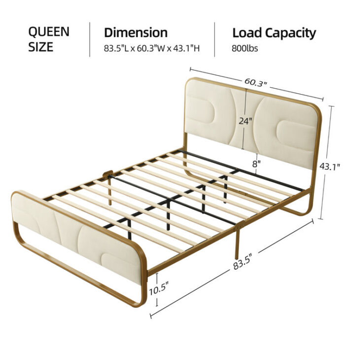 Nelsie Upholstered Platform Bed with Velvet Tufted Headboard - Chic Decora