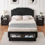 Nessrine Upholstered Slat Storage Bed - Chic Decora