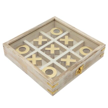 Neutral 8″ x 8″ Wooden Tic-Tac-Toe Board Contemporary Decorative Table Game – 8″ x 8″ x 1.75″ - Chic Decora