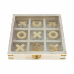 Neutral 8″ x 8″ Wooden Tic-Tac-Toe Board Contemporary Decorative Table Game – 8″ x 8″ x 1.75″ - Chic Decora