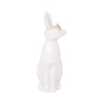 Neutral Ceramic Bunny Sculpture White and Gold Decorative Rabbit Statue Easter Decoration - Chic Decora