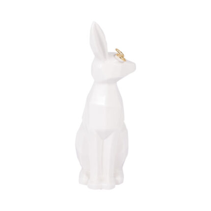 Neutral Ceramic Bunny Sculpture White and Gold Decorative Rabbit Statue Easter Decoration - Chic Decora