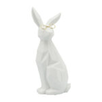 Neutral Ceramic Bunny Sculpture White and Gold Decorative Rabbit Statue Easter Decoration - Chic Decora