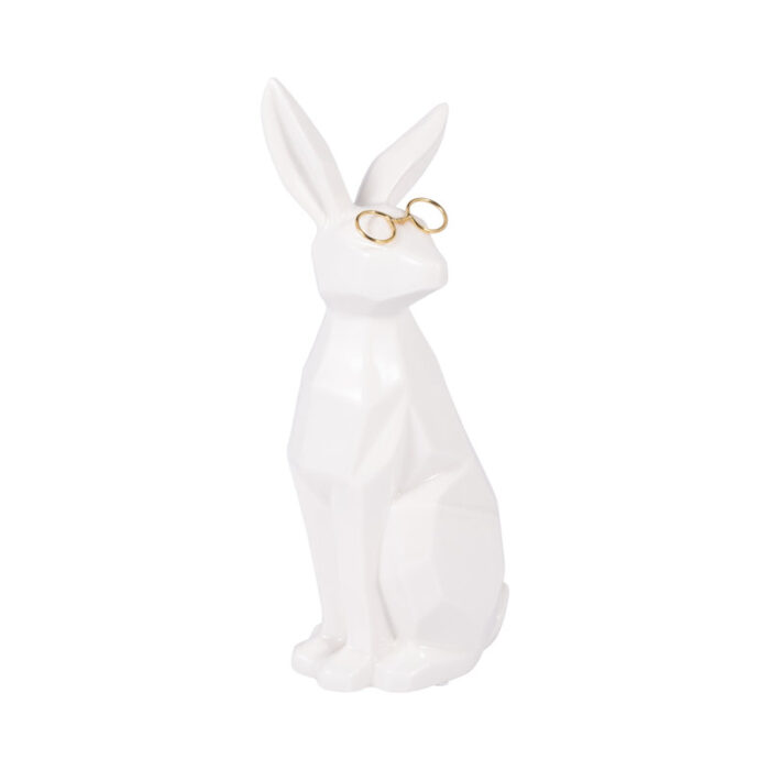 Neutral Ceramic Bunny Sculpture White and Gold Decorative Rabbit Statue Easter Decoration - Chic Decora