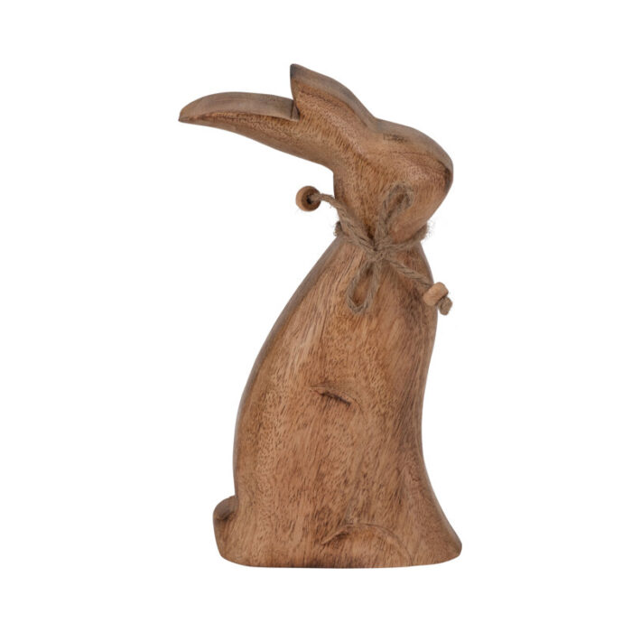 Neutral Mango Wood Brown Rabbit Figurine - Chic Decora