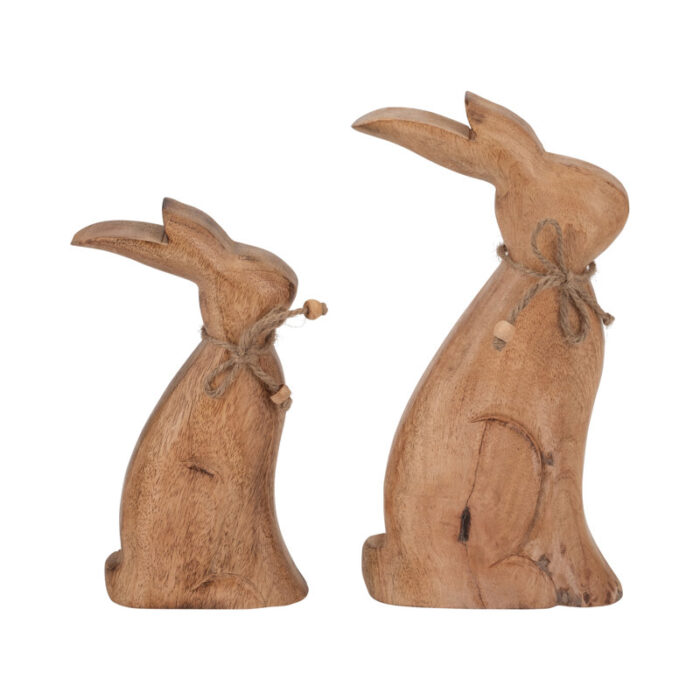 Neutral Mango Wood Brown Rabbit Figurine - Chic Decora