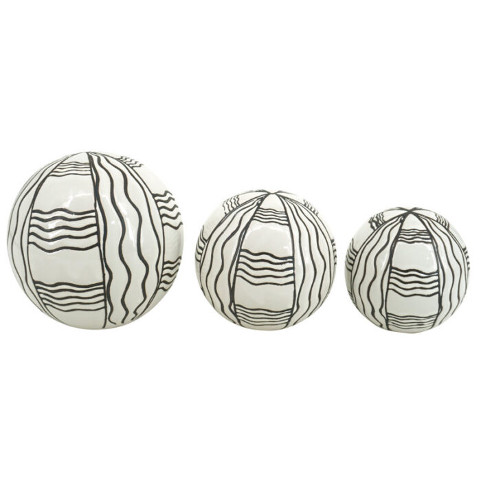 Neutral Modern Ceramic Decorative Orbs Set – 6″ x 6″ x 6″ - Chic Decora