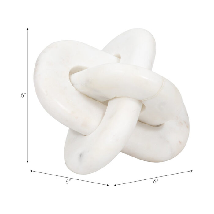 Neutral Modern Marble Oval 6″ Knot Decor – 6″ x 6″ x 6″ - Chic Decora