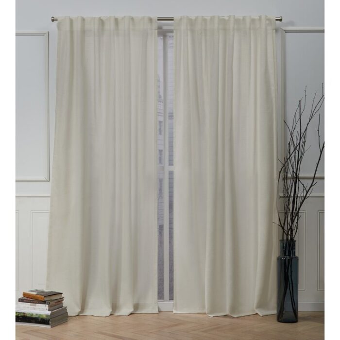 Nicole Miller Faux Linen Slub Textured Hidden Tab/Rod Pocket Top Light Filtering Curtain Panel Pair (Set of 2) - Chic Decora