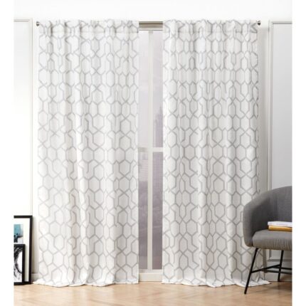 Vedder Geometric Room Darkening Thermal Curtain Panels (Set of 2) - Chic Decora