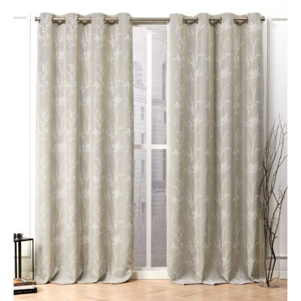 Nicole Miller Turion Floral Room Darkening Blackout Grommet Top Curtain Panel Pair (Set of 2) - Chic Decora