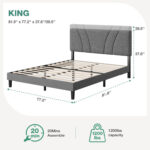 Nihal Upholstered Platform Bed with Adjustable Headboard - Chic Decora