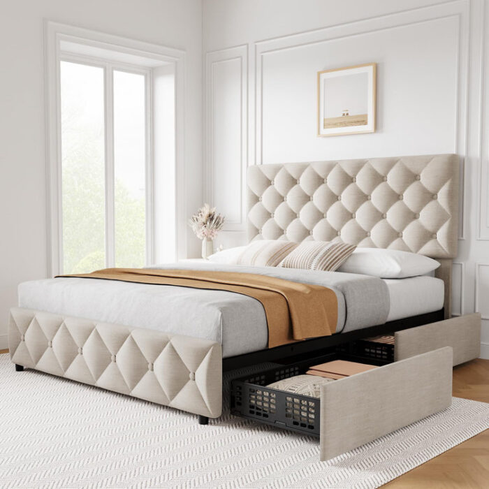 Noelson Upholstered Platform Storage Bed - Chic Decora