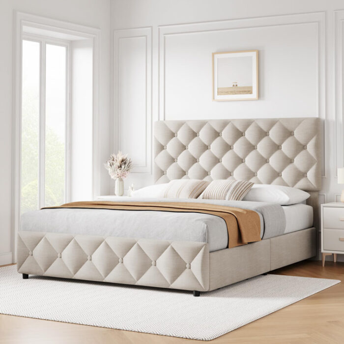 Noelson Upholstered Platform Storage Bed - Chic Decora