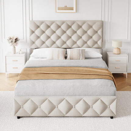 Noelson Upholstered Platform Storage Bed - Chic Decora